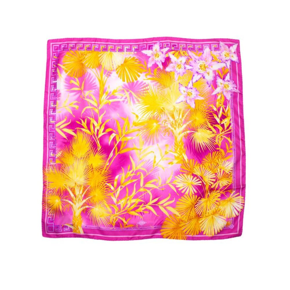 Atelier Versace Pink scarf with jungle print